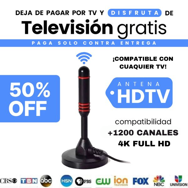 ANTENA HDTV 4K / +12 mil canales (Compre 1 y llévese 2)